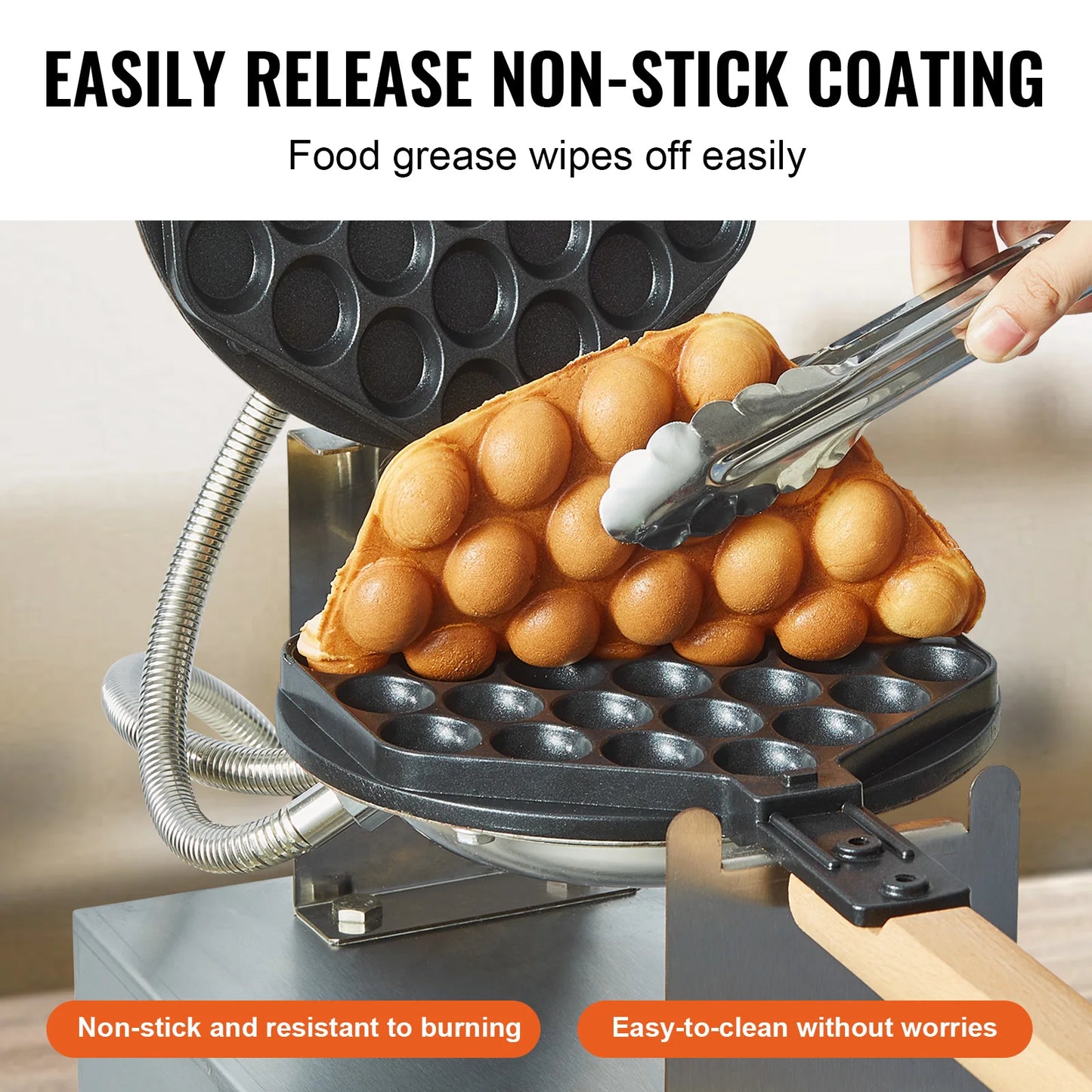 VEVOR Commercial Egg Bubble Waffle Maker 1400W Stainless Steel