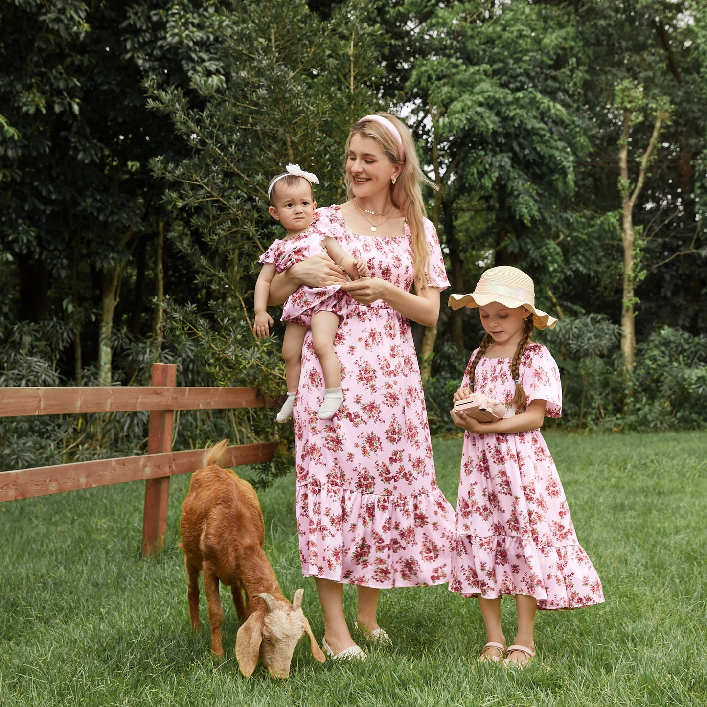 PATPAT Family Matching Floral Square Neck Dress For Mother Daughter