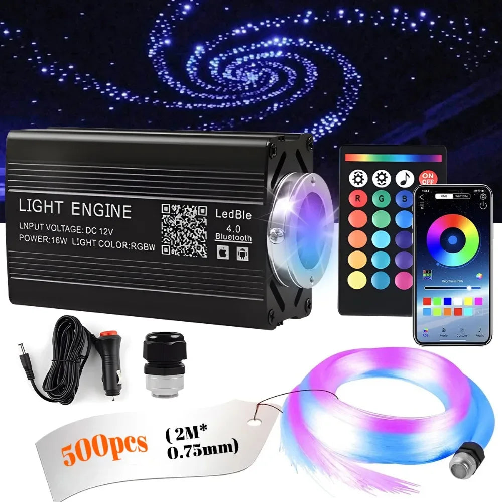 Car Star Light Fiber Optic Kit 12W RGB LED MeteorLight