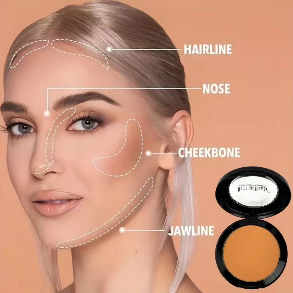 Dark compact powder, matte, waterproof, dark concealer and contour foundation for face makeup.