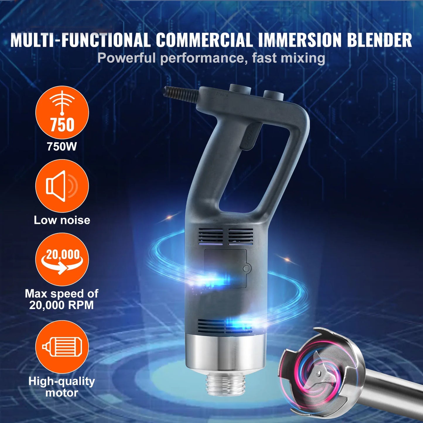 VEVOR Commercial Immersion Blender Heavy Duty Hand Mixer For Soup