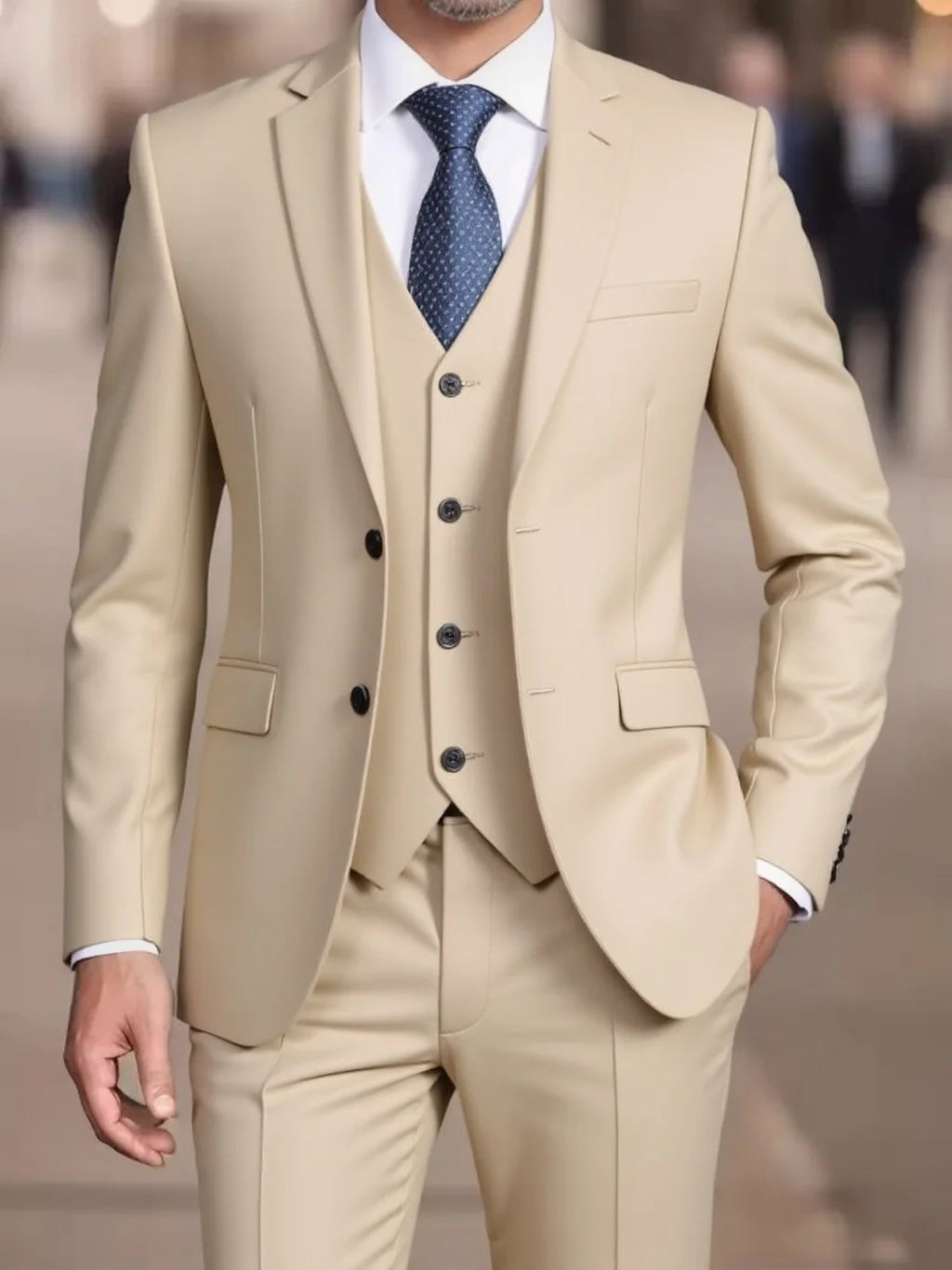 SONGWEJiE Men's Four Seasons Business Suit Two Piece Set