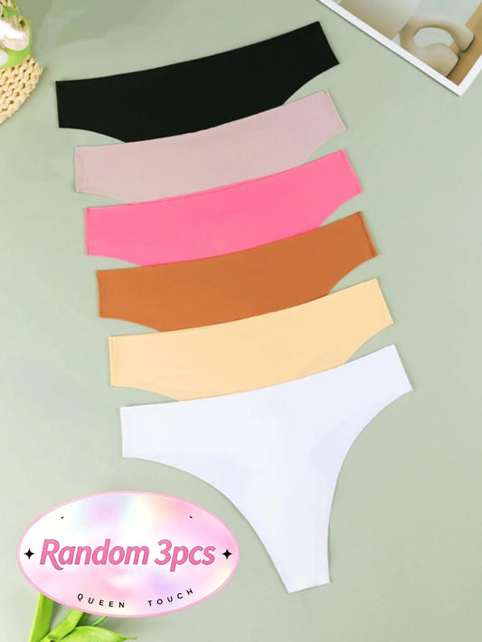 3 Pack Women Low‑Rise Seamless  Underwear Invisible No Show Smooth Anti‑Chafing Comfort Panties for Yoga Fitness Sports Daily Intimates
