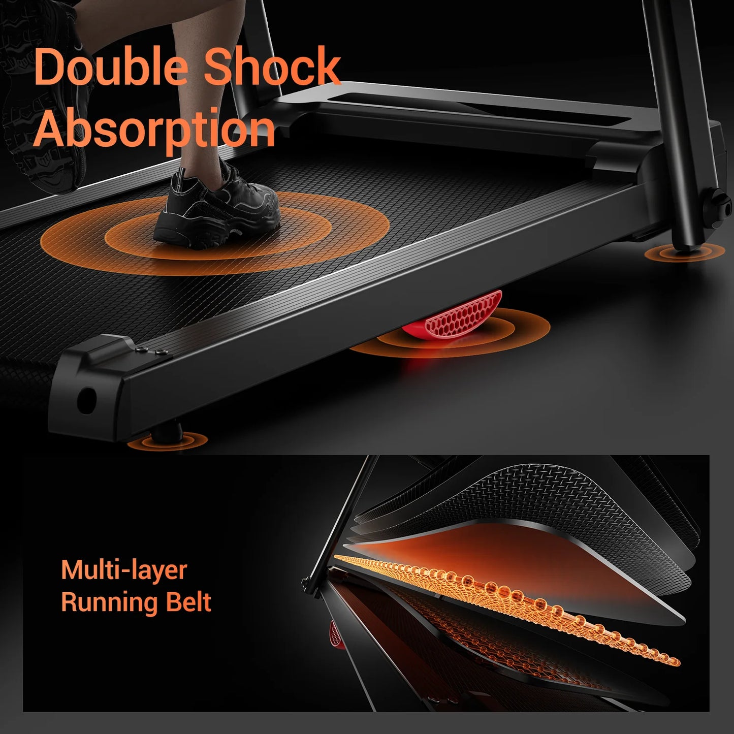 None Driving 3.0HP Brushless Foldable Home Treadmill with HR Monitor