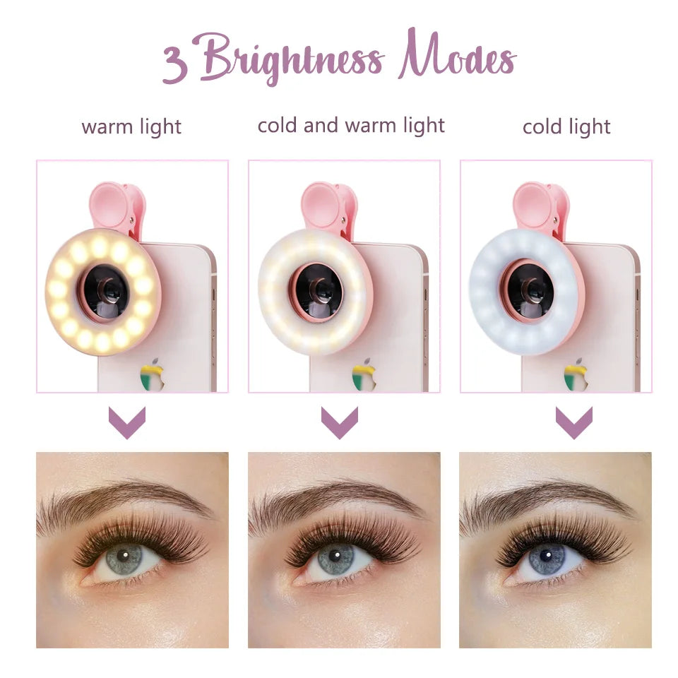 Lashrujade 15-20X Macro Lens With LED Ring Light Phone Clip