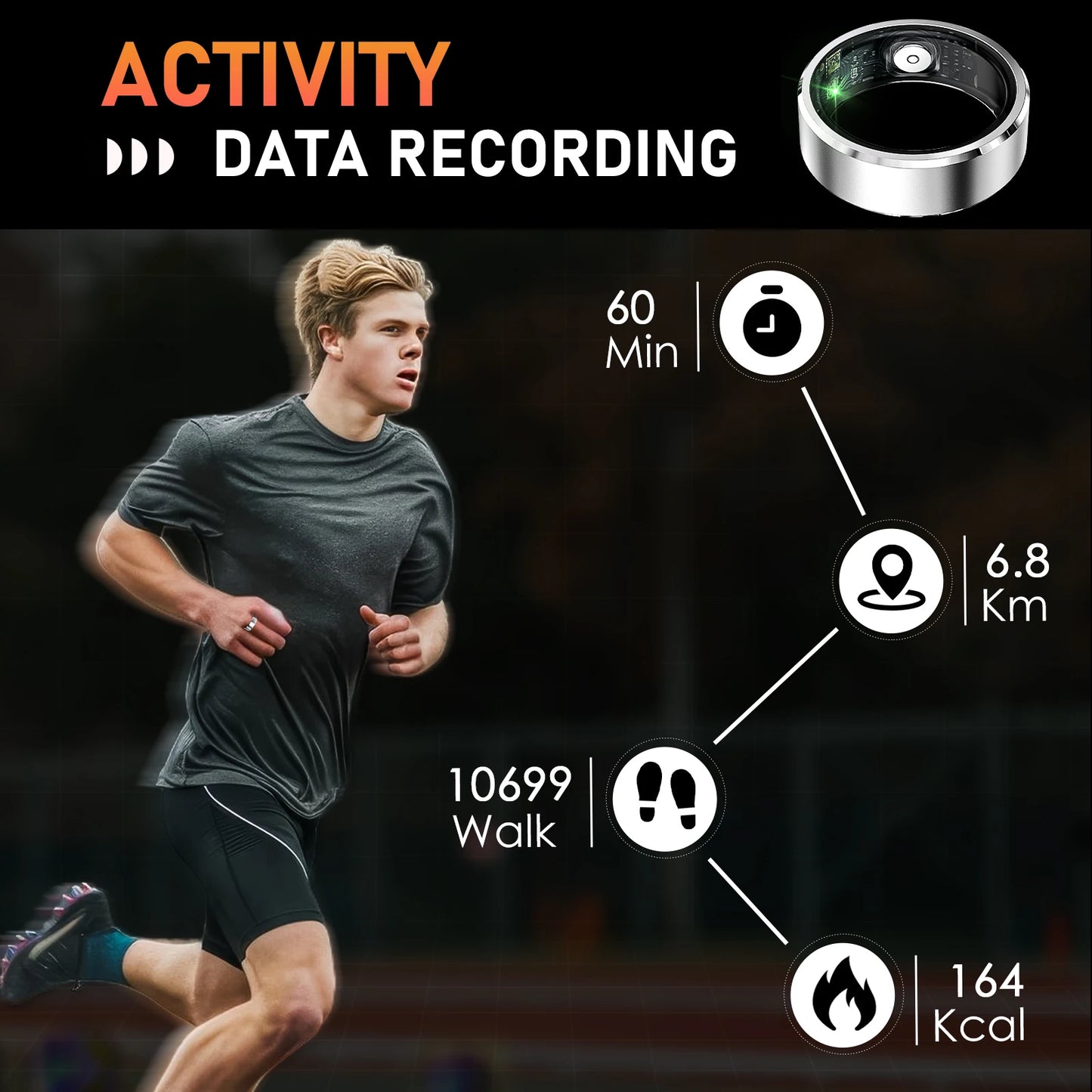 LaNikar R5 Smart Ring Blood Oxygen Heart Rate Monitor MultiSport