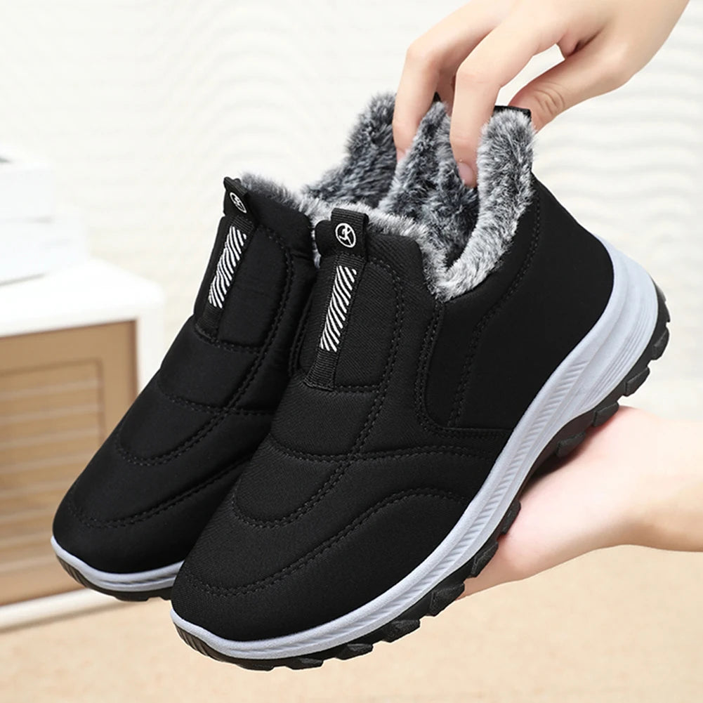 Warm Winter Walking Shoes Mens Thermal Ankle Boots Non Slip Slip On Sneakers