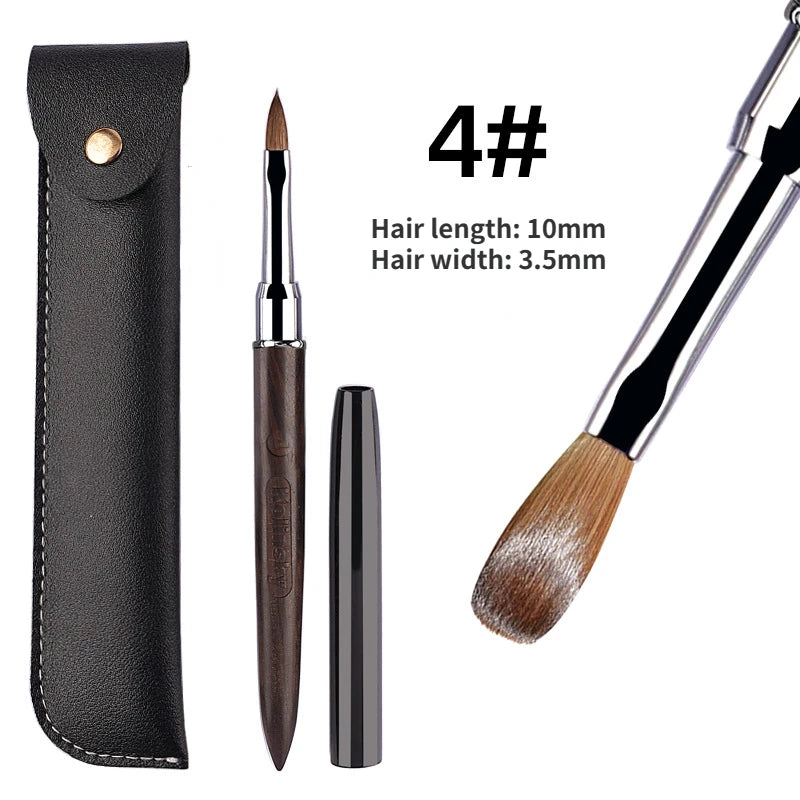 Crimped Kolinsky Nail Brush With Sandalwood Handle