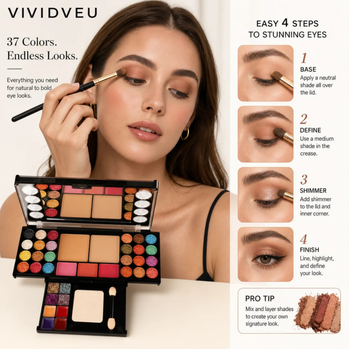 Multifunctional Makeup Set With Mirror For Beginners