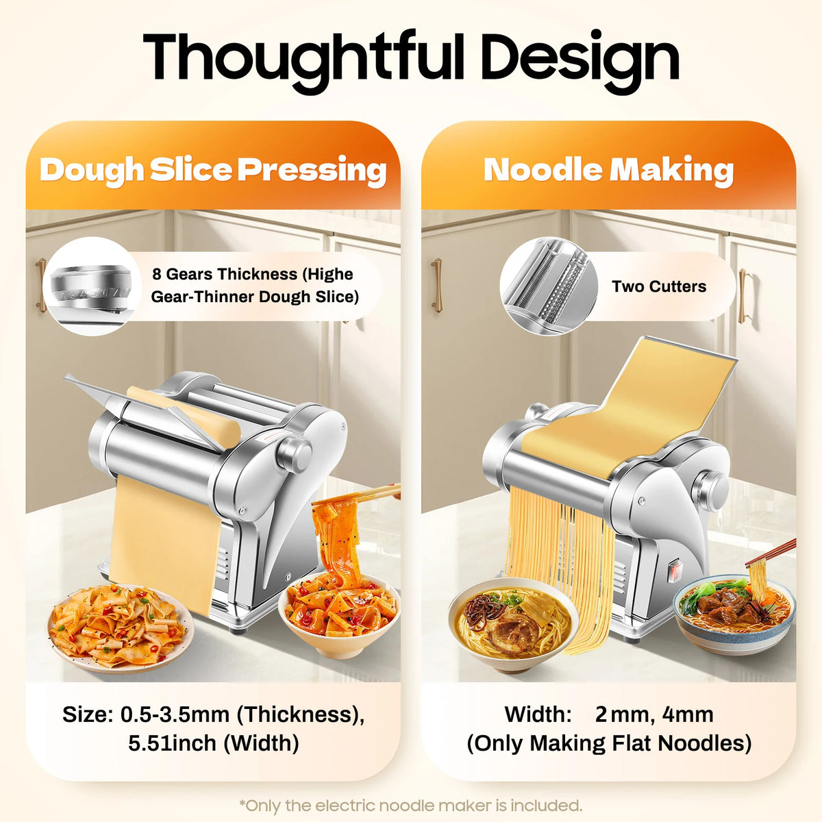 Automatic Tabletop Stainless Steel Noodle Maker With 8 Speed Settings