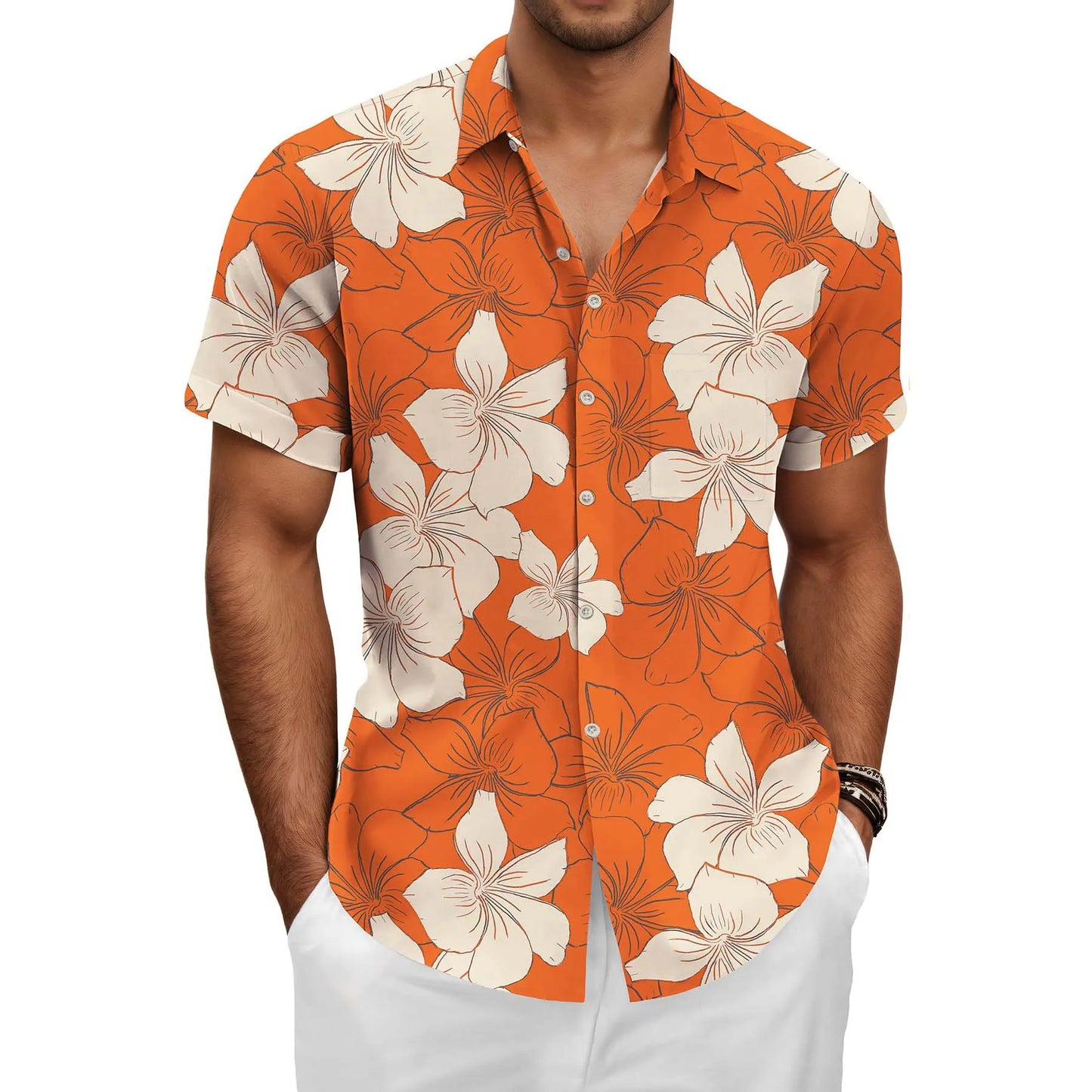 KYKU Hawaiian Shirt For Men Beach Vacation Button-Down Short Sleeve