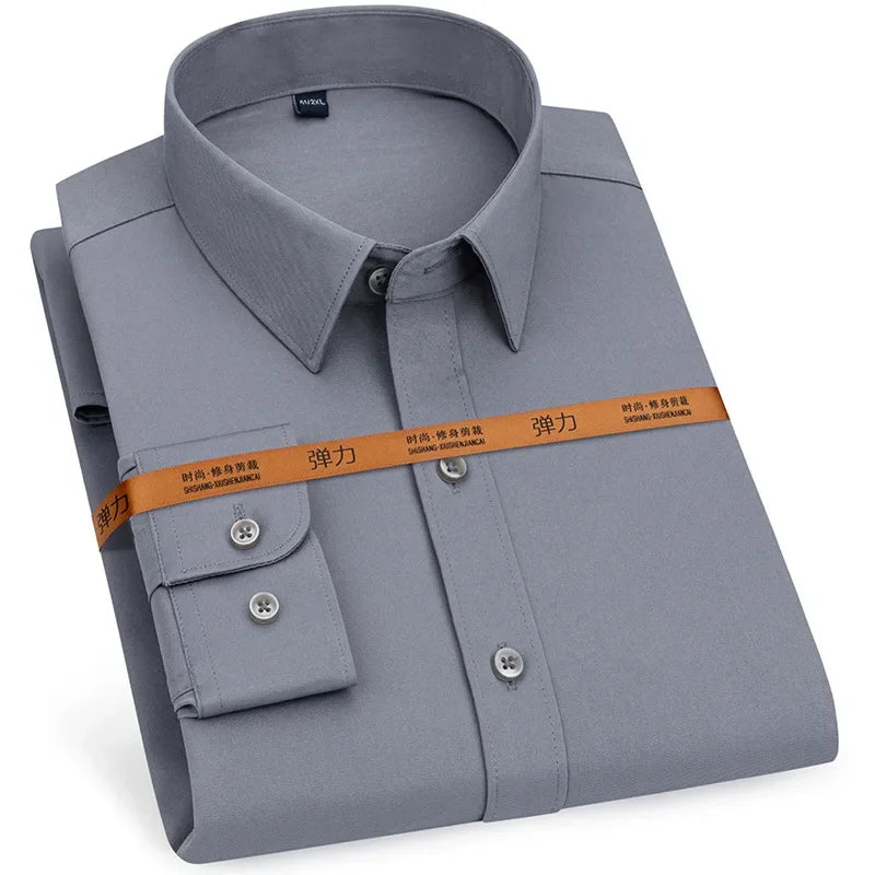 Men's Slim Fit Breathable Dress Shirt Long Sleeve Business Casual