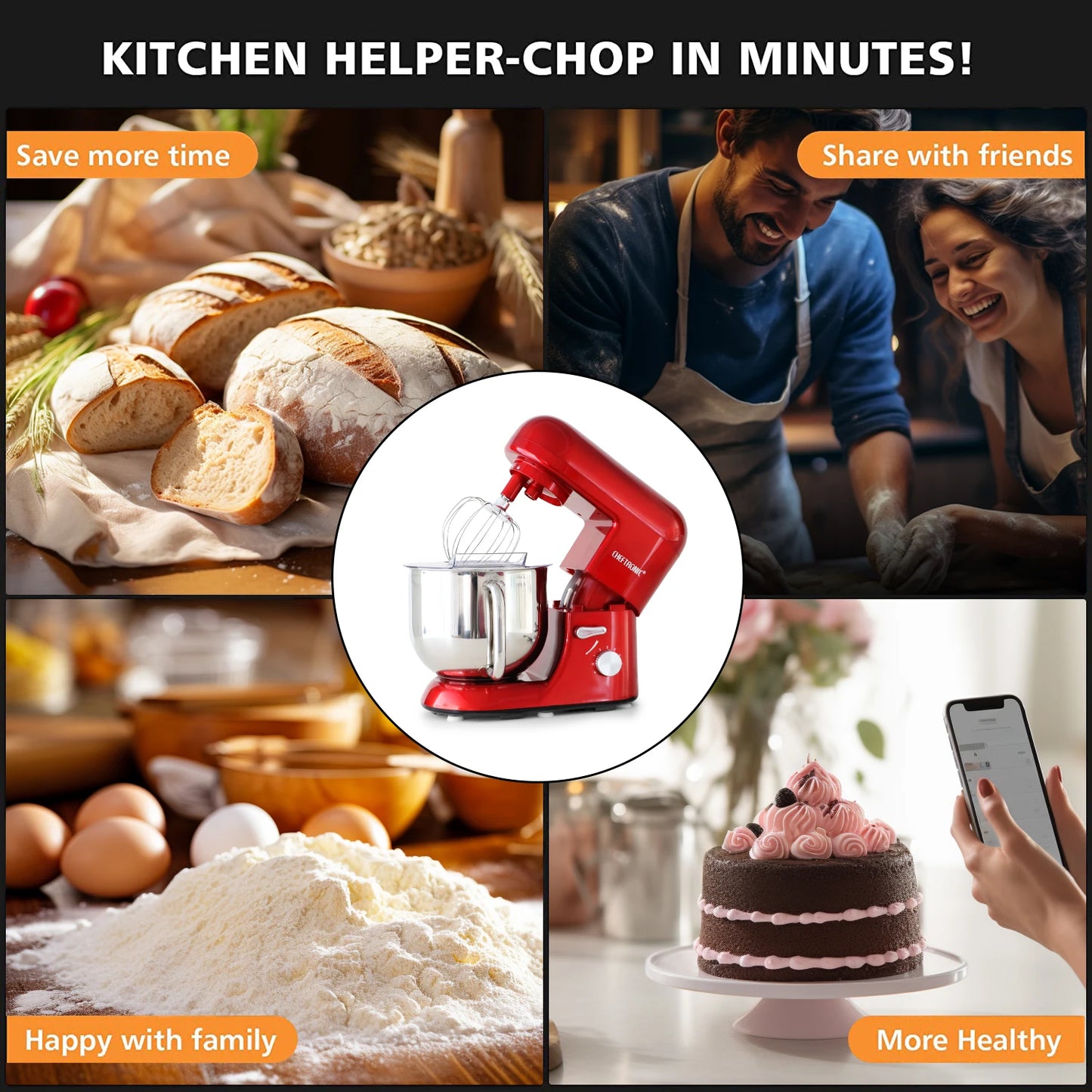 Cheftronic Stand Mixer Tilt Head 650W With Frother