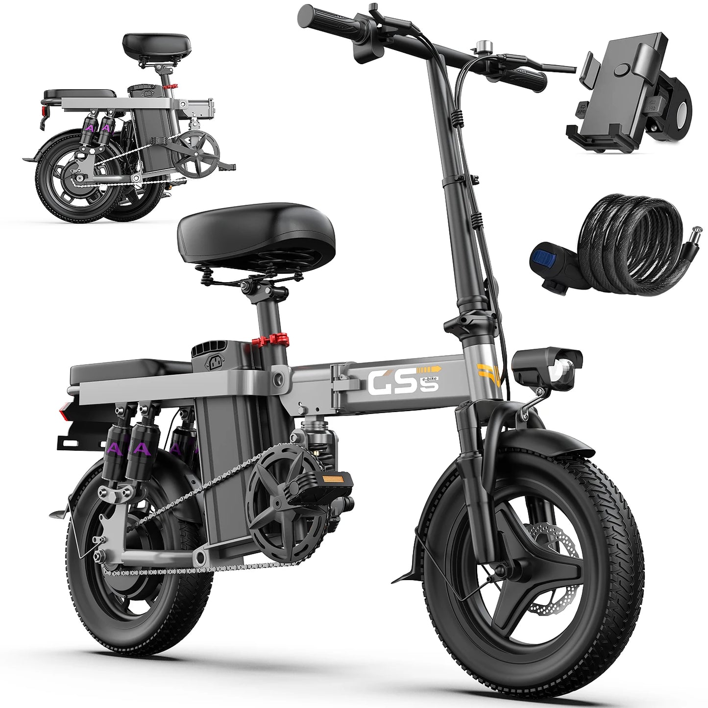 UPlee GS5 48V 15Ah Folding Electric Bike 35 Miles Range