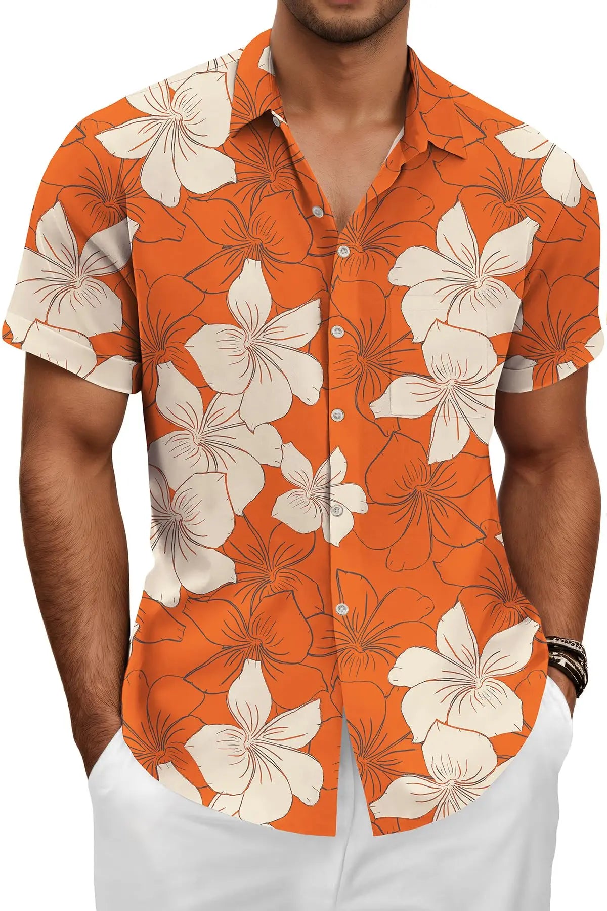 KYKU Hawaiian Shirt For Men Beach Vacation Button-Down Short Sleeve