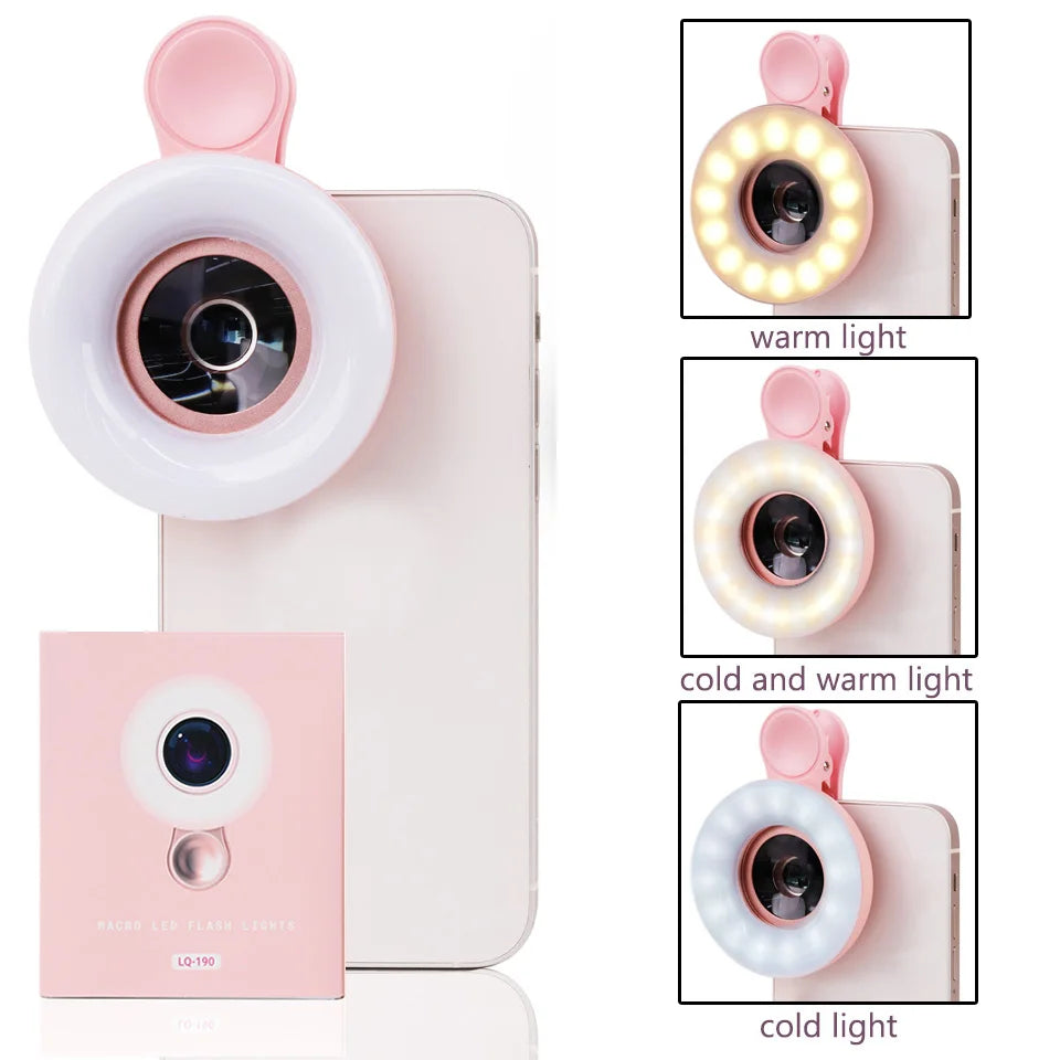 Lashrujade Clip On Mobile Photography Macro Lens With Led Light