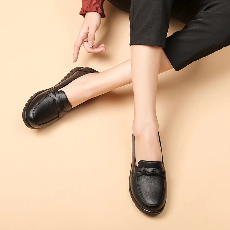 Women Slip On Work Flats With Braided Detail Cushioned Insole