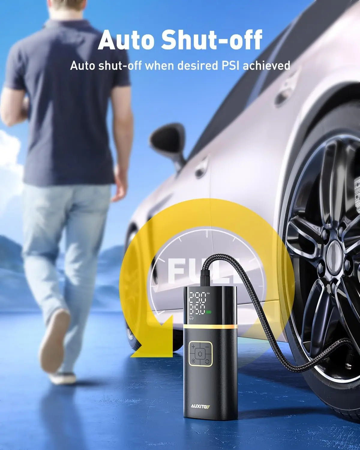 Portable Car Tire Air Compressor With Digital Gauge LED Light