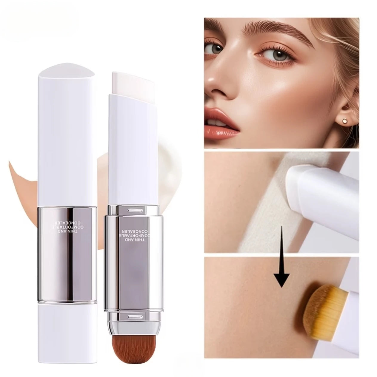 Color Changing Concealer Foundation Stick Dual Ended With Puffs