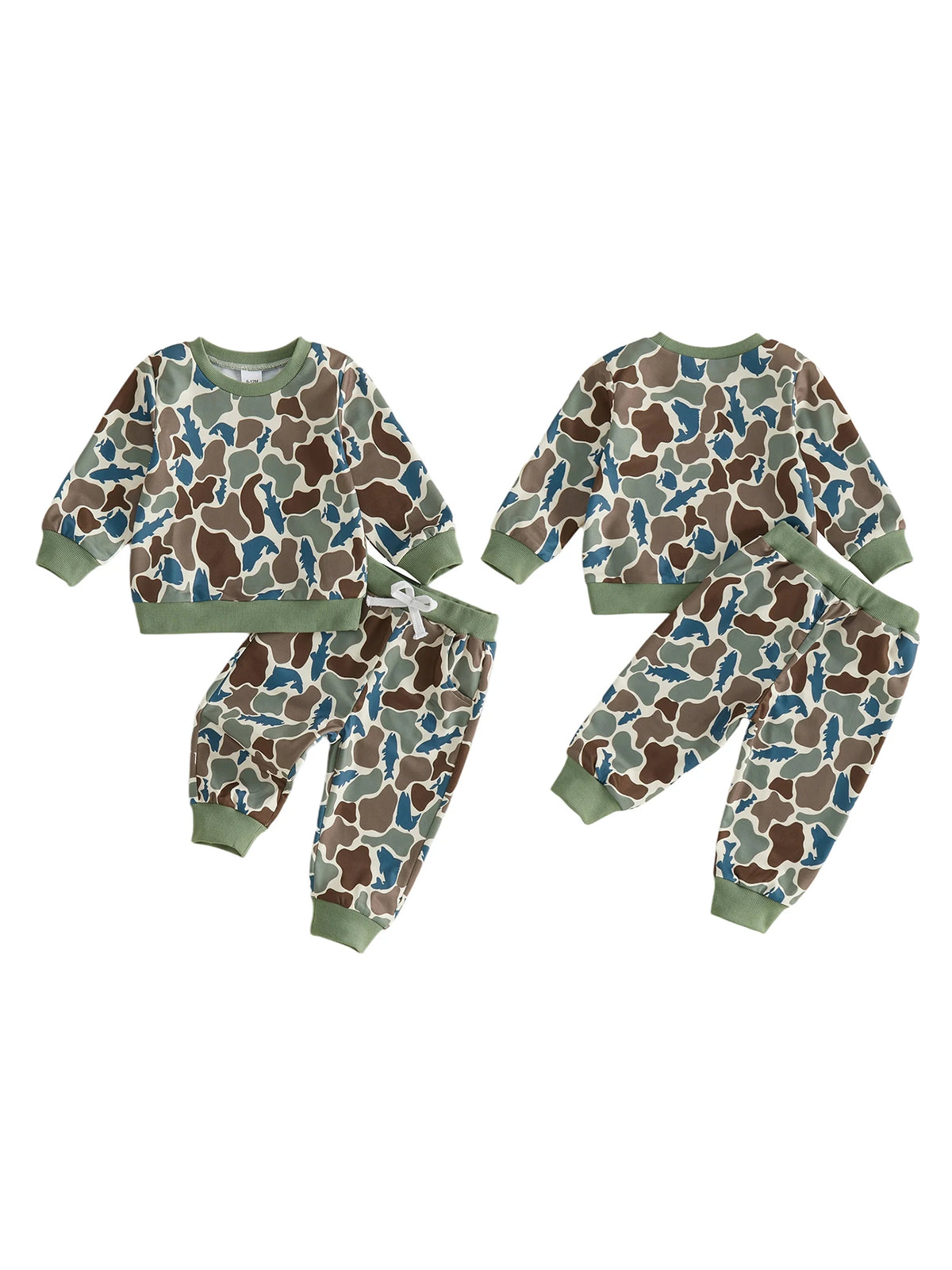 Baby Girls Camo Print Sweatshirt And Pants Outfit Set