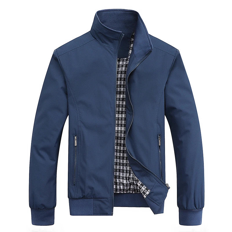 Men Slim Fit Bomber Jacket Casual Baseball Zip Up Outerwear
