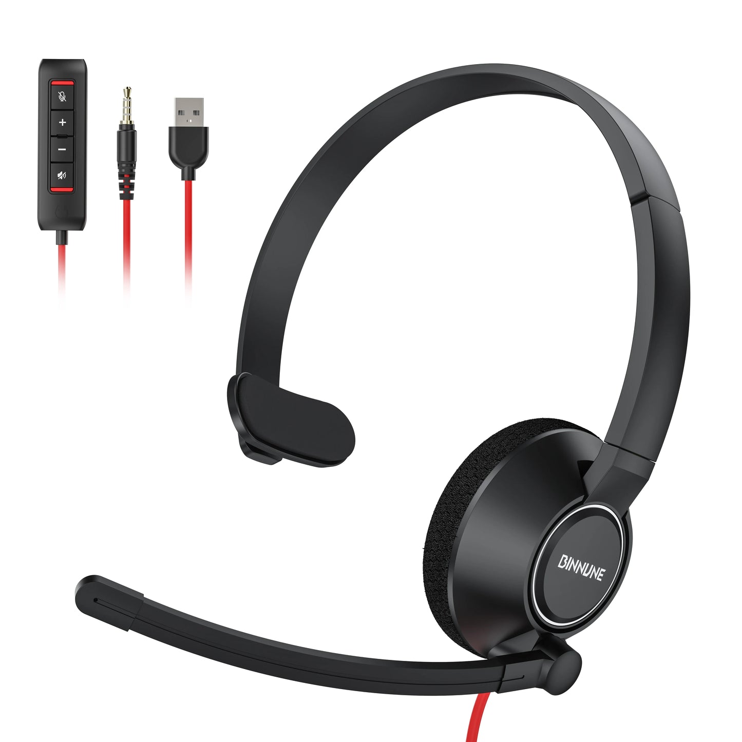 BINNUNE Wired Headset With Microphone For Laptop And Zoom