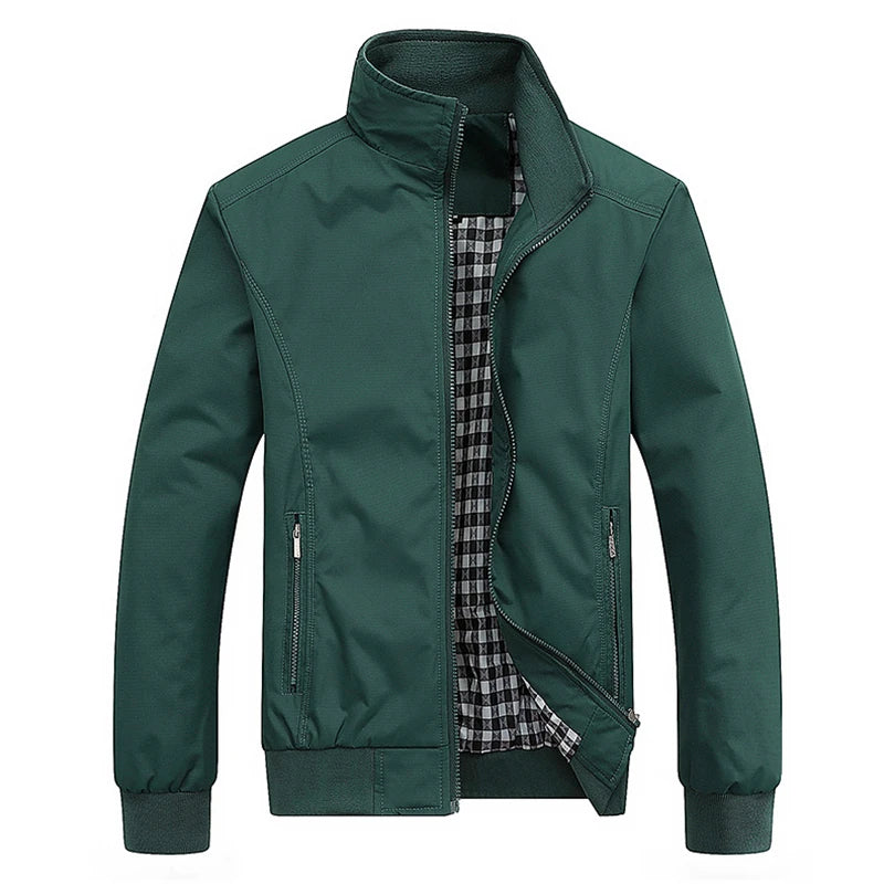 Men Slim Fit Bomber Jacket Casual Baseball Zip Up Outerwear