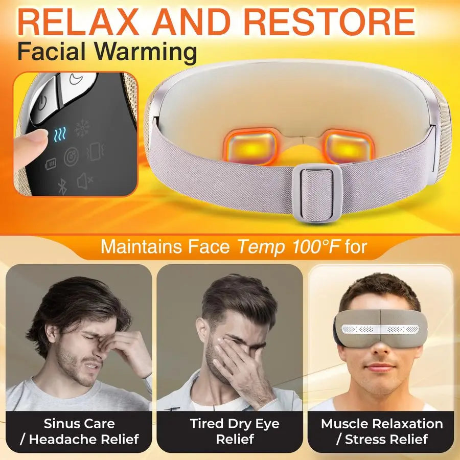 Smart Eye Massager With Heat Cooling Air Pressure And Vibration