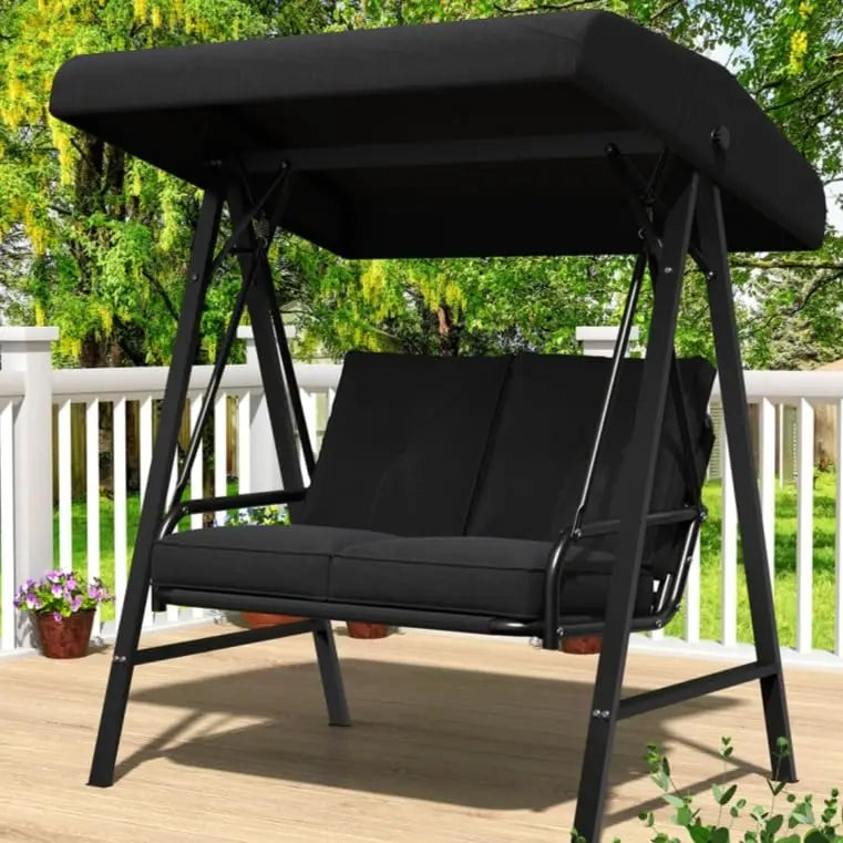 General Use Outdoor Porch Swing Chair With Canopy And Cushions