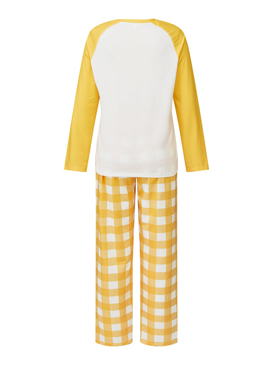 Family Christmas Pajamas With Festive Letter Tops And Plaid Pants