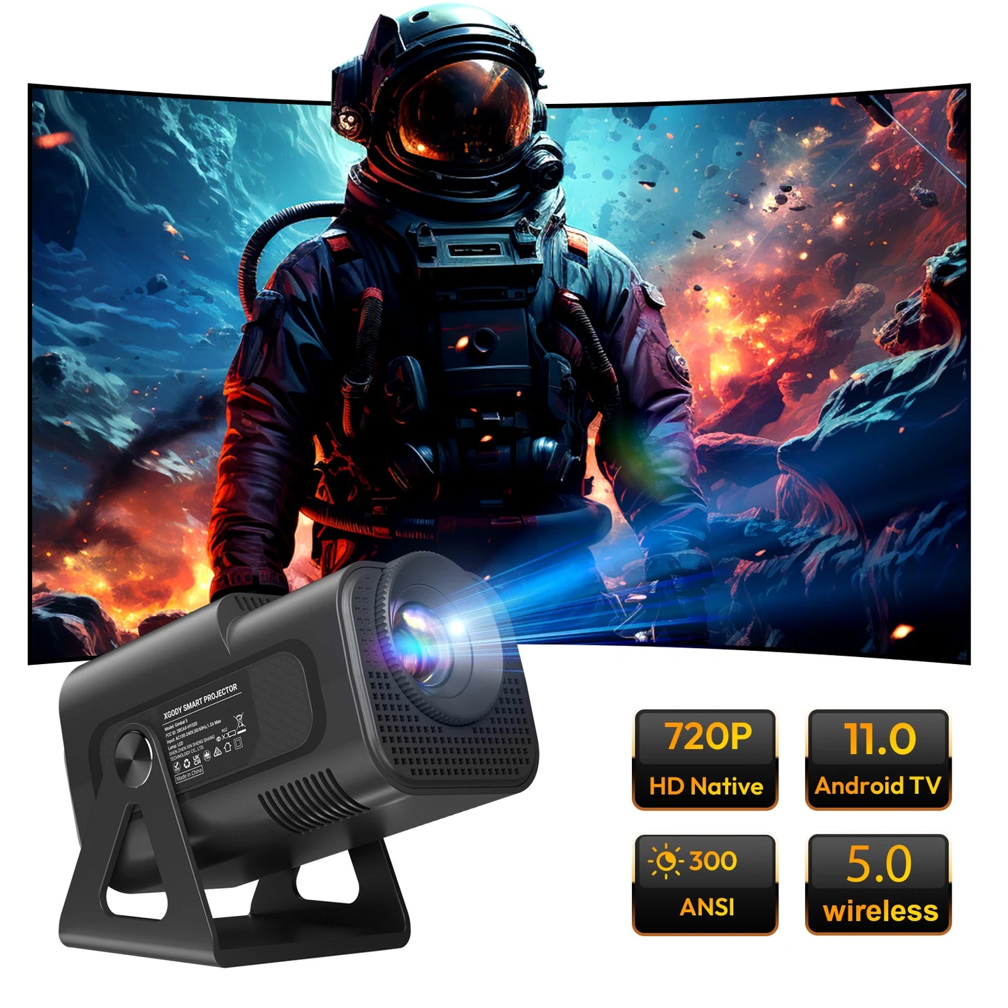Xgody 4K Projector With Android 5G WiFi Home Theater
