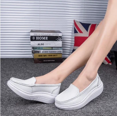 QUNSHENGRUI Women Leather Nursing Shoes Comfortable Work Shoes