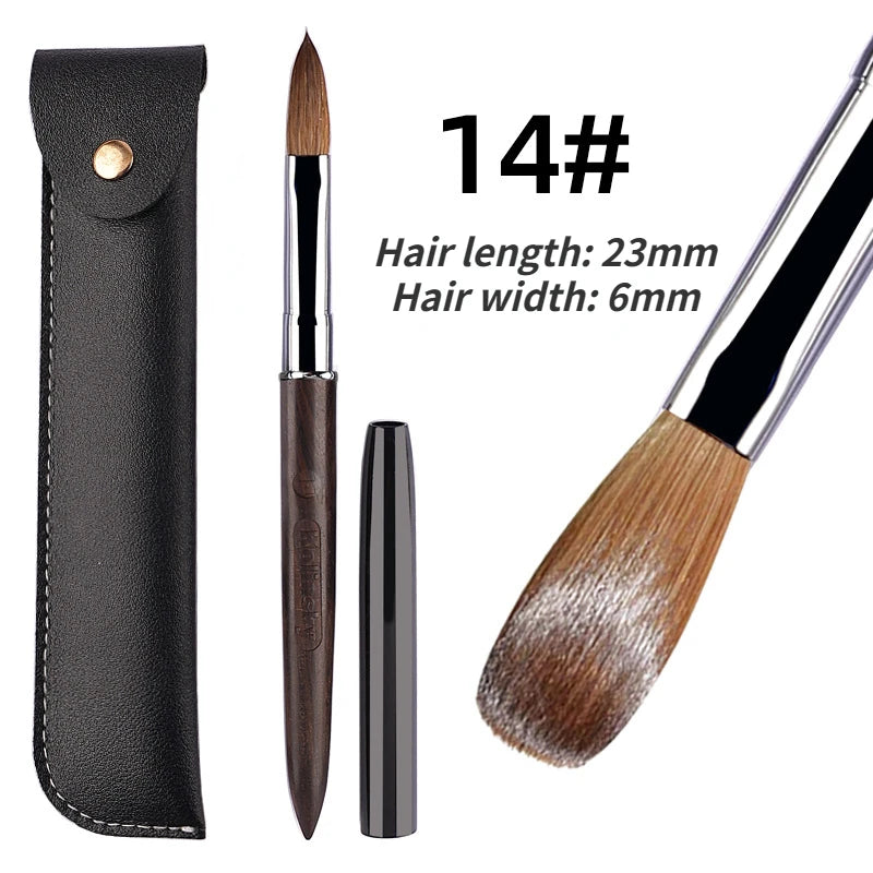 Crimped Kolinsky Nail Brush With Sandalwood Handle