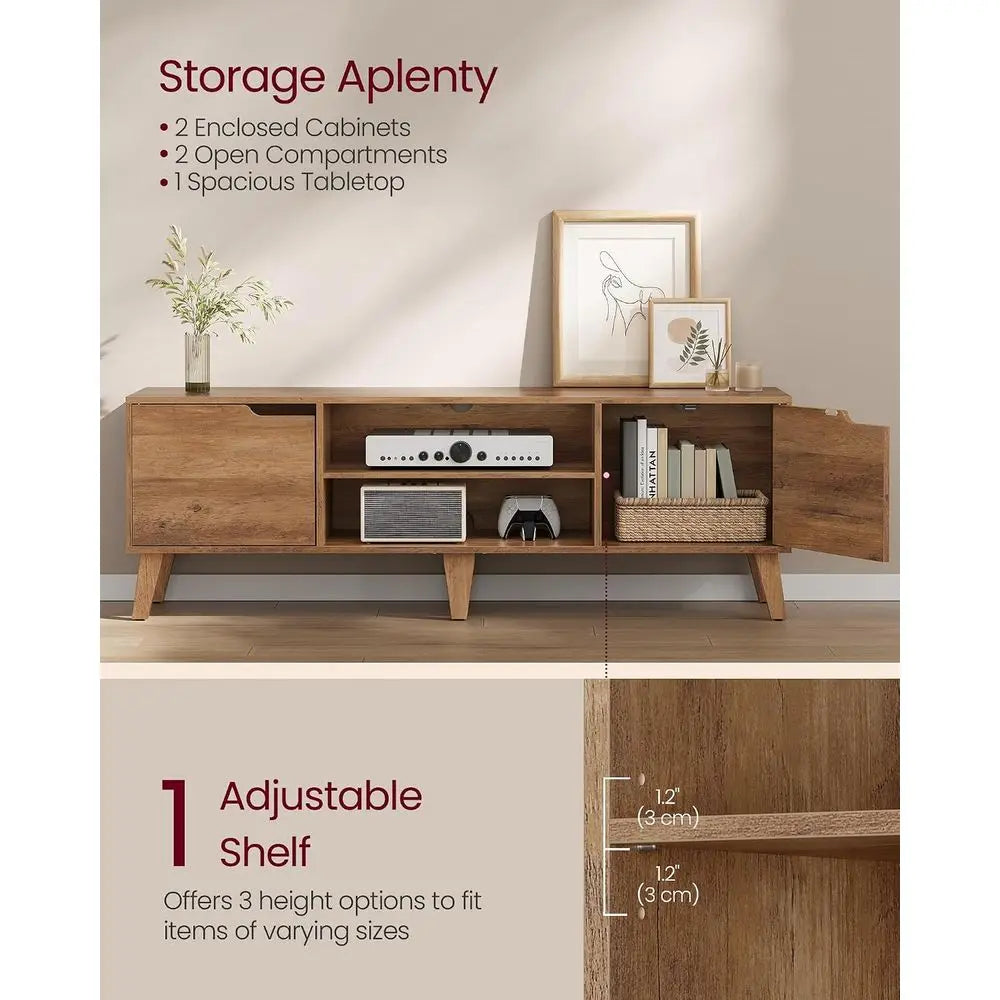 TV Stand or 65-Inch TVs, Entertainment Center with Adjustable Shel, 58-Inch Long Media ole Table, Transitional Style, or Living