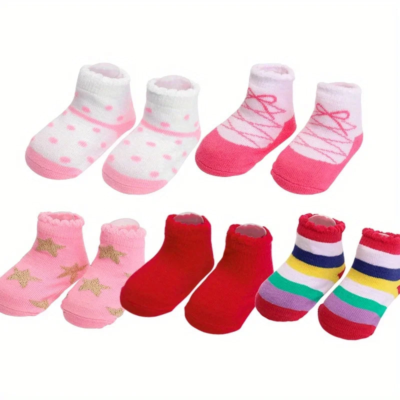 NONECN Unisex Cotton Non Slip Baby Toddler Socks Floral Print