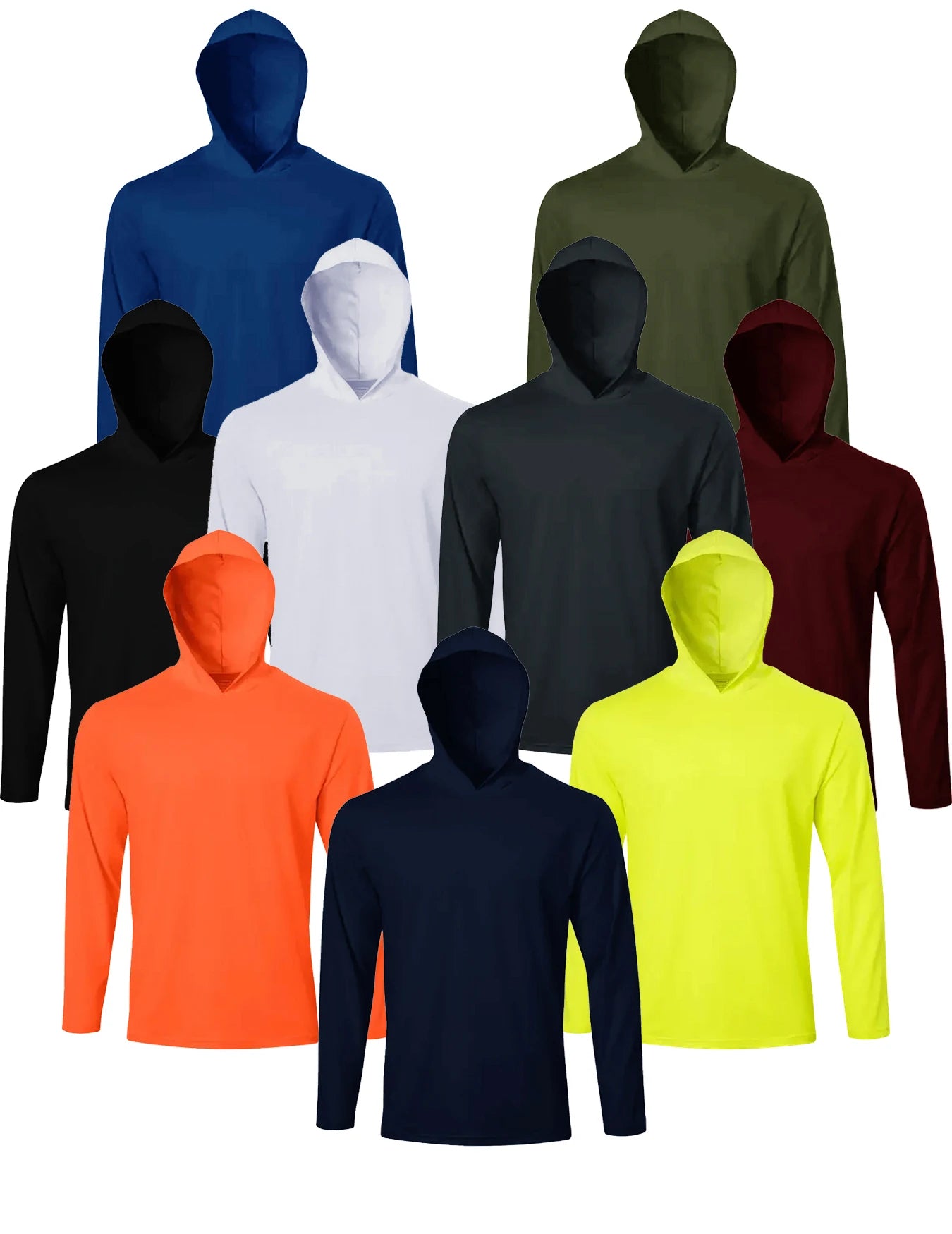 NONECN Mens Quick Dry Hooded Long Sleeve T Shirt Moisture