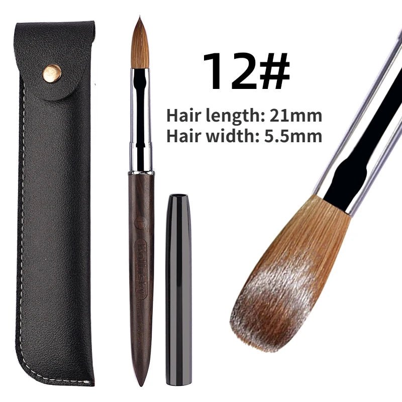 Crimped Kolinsky Nail Brush With Sandalwood Handle