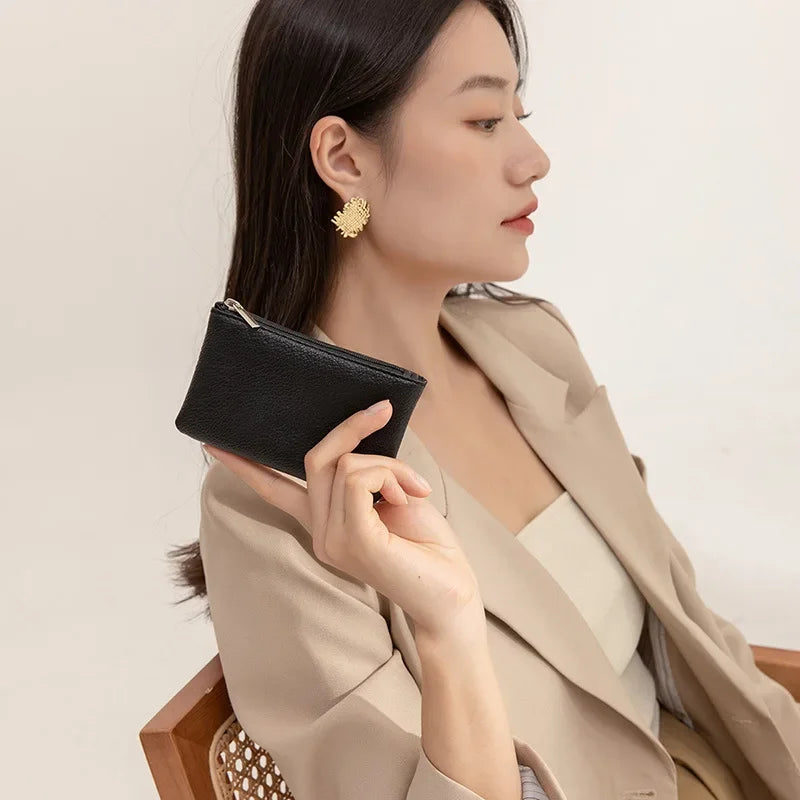 Women's Small Coin Wallet Zipper Card Purse PU Leather Bag