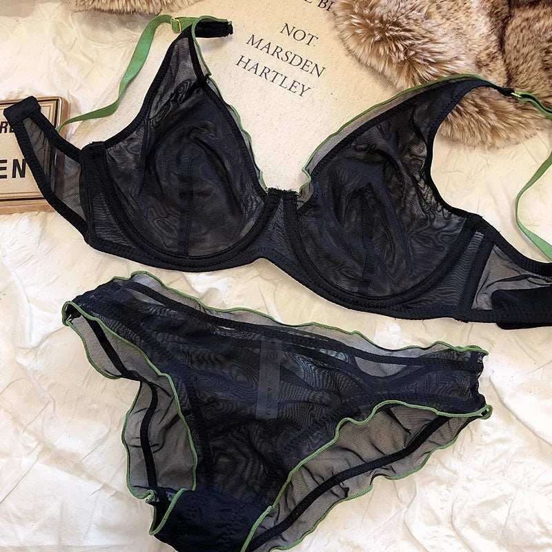 Moyiusu Minimiser Underwire Bra Set With Mesh Lace