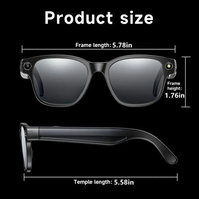 Smart AI Camera Glasses Bluetooth 8MP Real-Time Translation 1080P Video