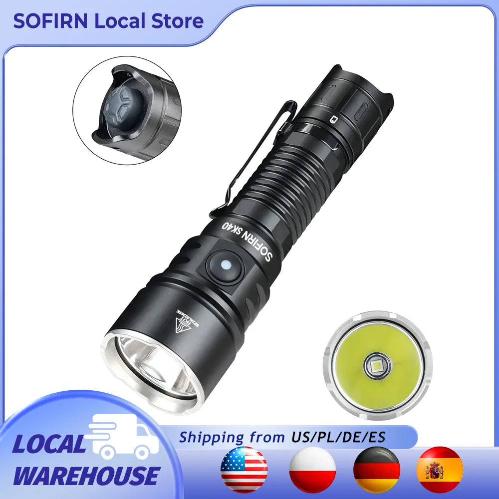 Sofirn SK40 SFT70 LED Flashlight 3200lm 21700 Long Range Spotlight