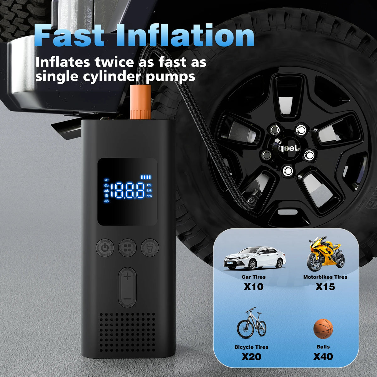 CHPOWKIT Portable Digital Cordless Car Tire Air Pump