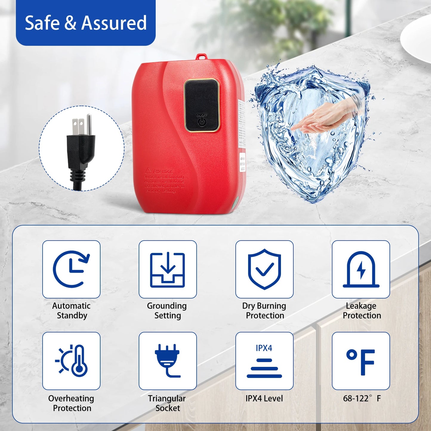 Sweetmile 3000W Instant Tankless Water Heater 68-122F