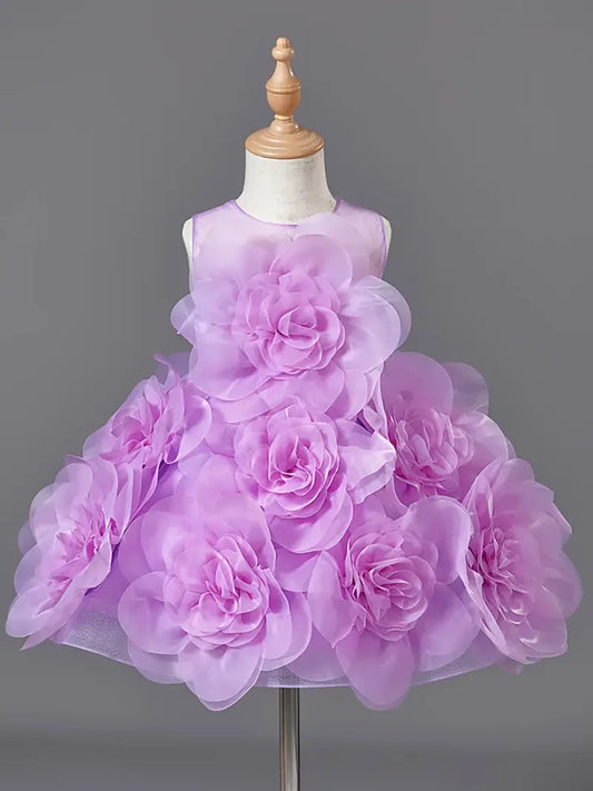 Girls Princess Party Dress Luxury Sleeveless Satin Ball Gown
