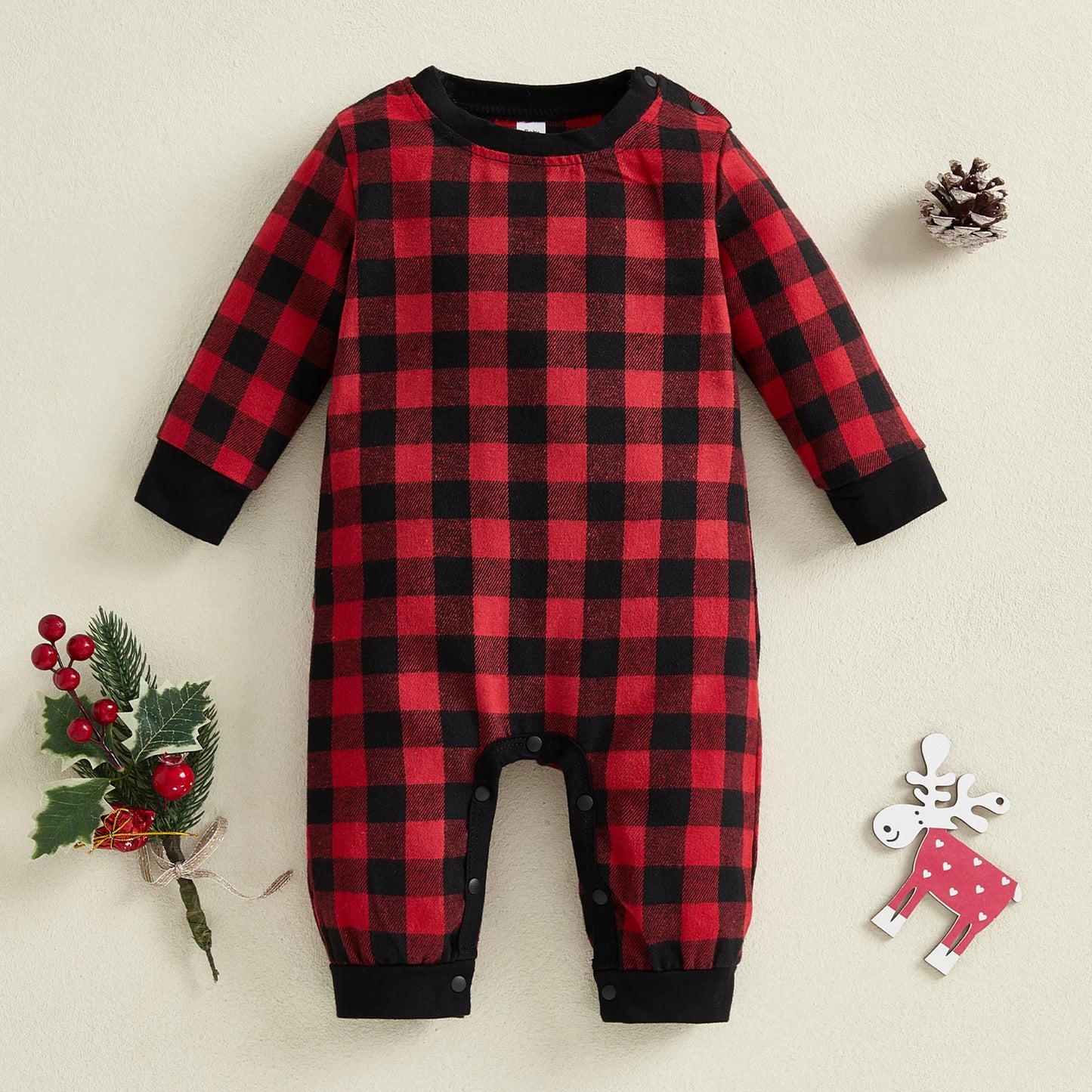 Family Matching Christmas Pajama Set Plaid Print Sleepwear
