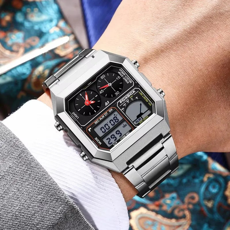 Foxbox Men Digital Watch Luminous Calendar Waterproof Alarm