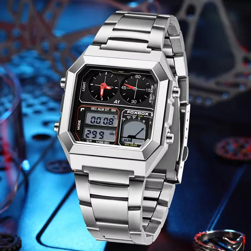 Foxbox Men Digital Watch Luminous Calendar Waterproof Alarm