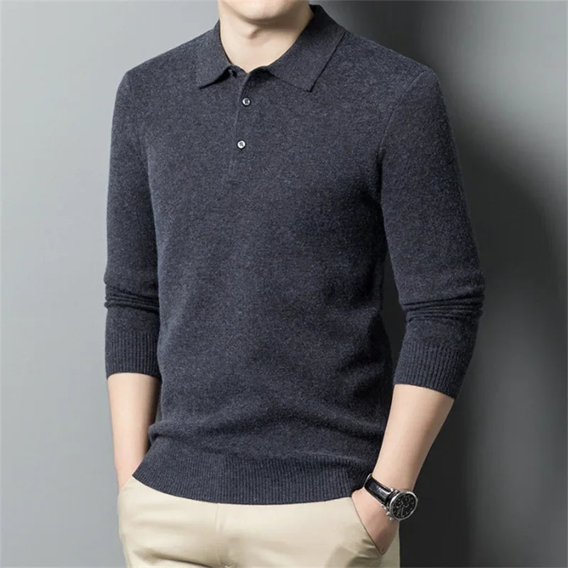 Men's Wool Crewneck Knit Pullover Sweater for Autumn and Winter
