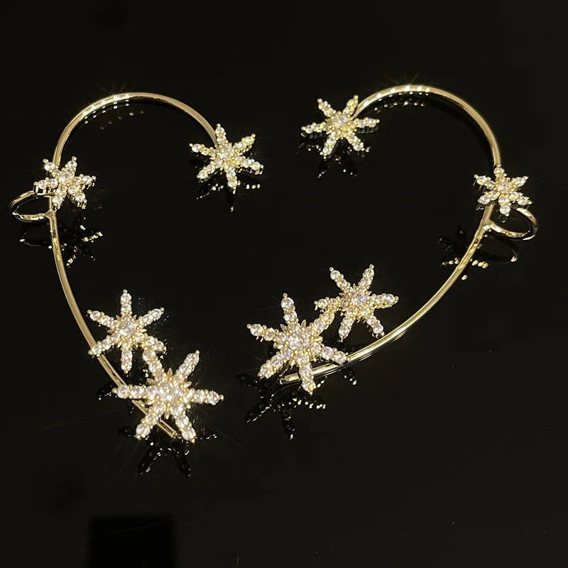 Clip Earrings Star Butterfly Crystal Tassel Zircon Fashion Jewelry