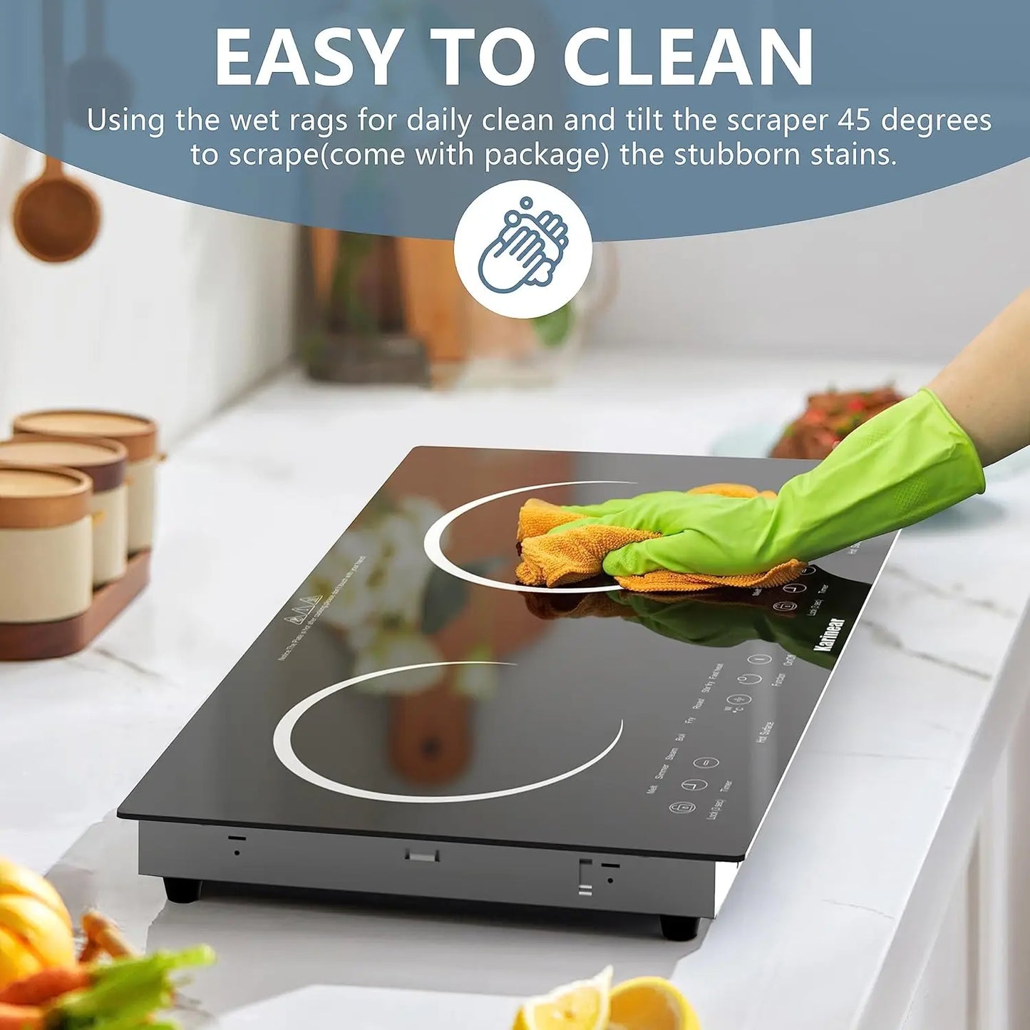 Karinear Two Burner Ceramic Electric Cooktop With Outlet Plug